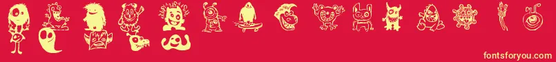 fuente HappyMonsters – Fuentes Amarillas Sobre Fondo Rojo