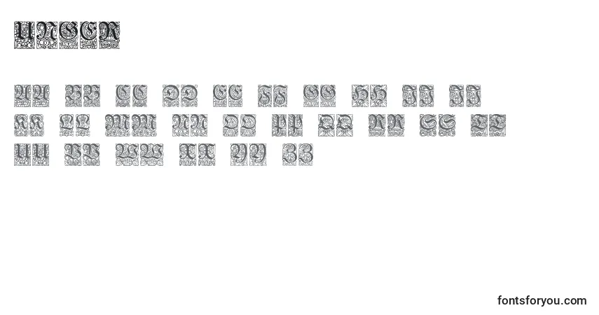 Czcionka Unger – alfabet, cyfry, specjalne znaki