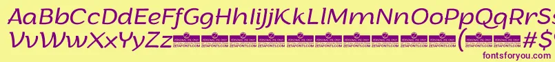 ArturoLightitalicTrial Font – Purple Fonts on Yellow Background