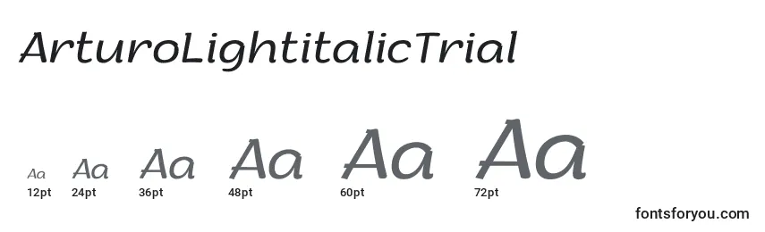 Размеры шрифта ArturoLightitalicTrial