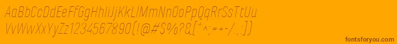 MarianinaFyThinItalic-Schriftart – Braune Schriften auf orangefarbenem Hintergrund