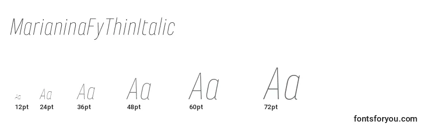 MarianinaFyThinItalic Font Sizes
