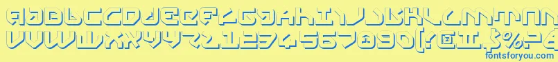 フォントYahrenv2s – 青い文字が黄色の背景にあります。