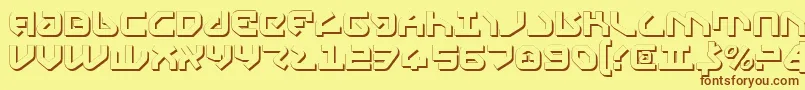 フォントYahrenv2s – 茶色の文字が黄色の背景にあります。