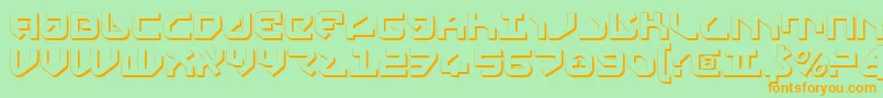 フォントYahrenv2s – オレンジの文字が緑の背景にあります。