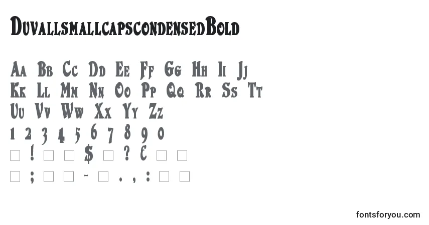 A fonte DuvallsmallcapscondensedBold – alfabeto, números, caracteres especiais