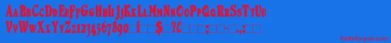 フォントDuvallsmallcapscondensedBold – 赤い文字の青い背景