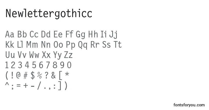 Шрифт Newlettergothicc – алфавит, цифры, специальные символы