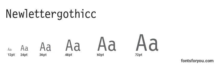 Размеры шрифта Newlettergothicc