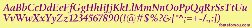 BirkaSemiboldItalic Font – Purple Fonts on Yellow Background