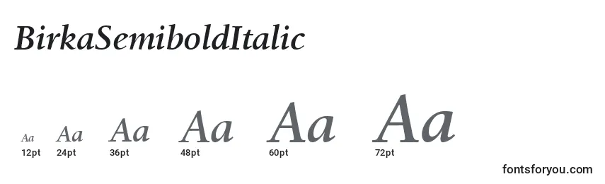 Размеры шрифта BirkaSemiboldItalic