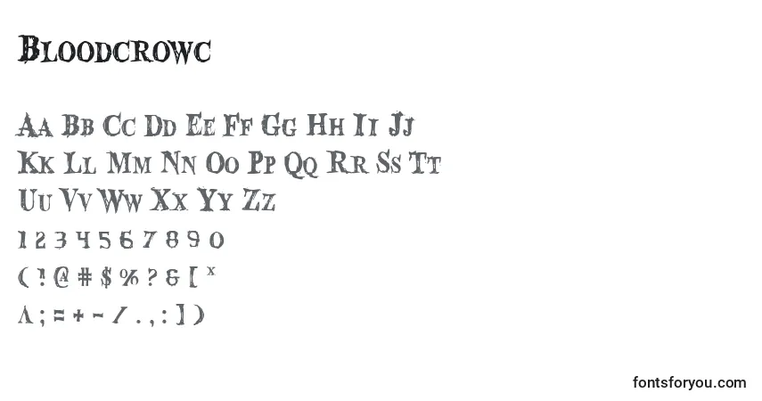 Шрифт Bloodcrowc – алфавит, цифры, специальные символы