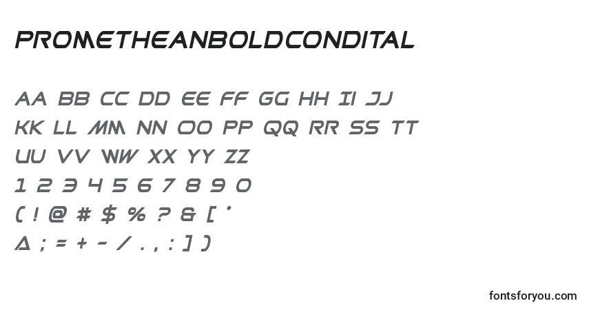 Шрифт Prometheanboldcondital – алфавит, цифры, специальные символы