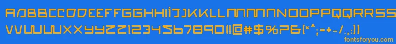 フォントQuasitronBold – オレンジ色の文字が青い背景にあります。