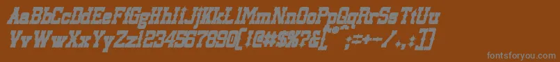 LassiterBoldItalic-fontti – harmaat kirjasimet ruskealla taustalla