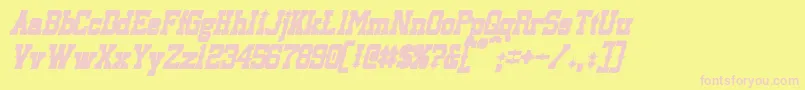 LassiterBoldItalic-fontti – vaaleanpunaiset fontit keltaisella taustalla