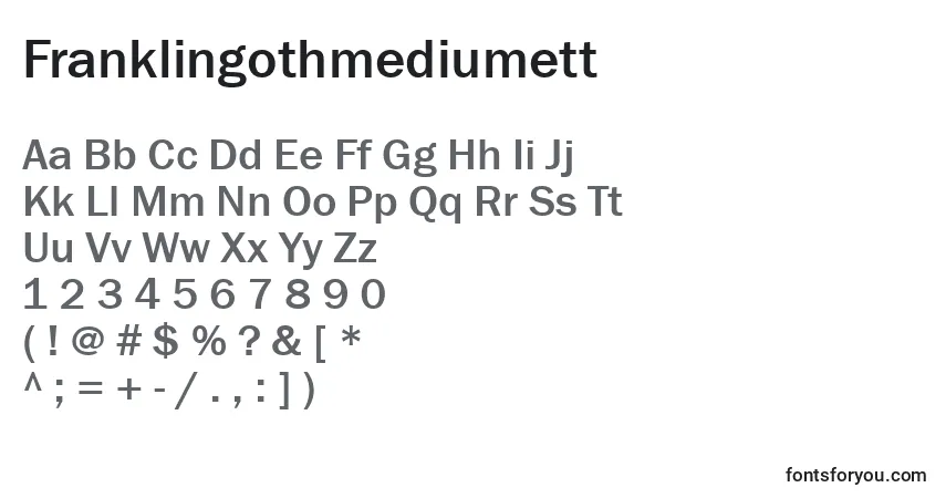 Czcionka Franklingothmediumett – alfabet, cyfry, specjalne znaki