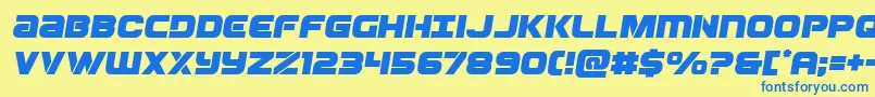 フォントOzdasemital – 青い文字が黄色の背景にあります。