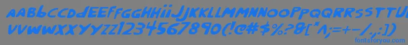 フォントCrappityi – 灰色の背景に青い文字