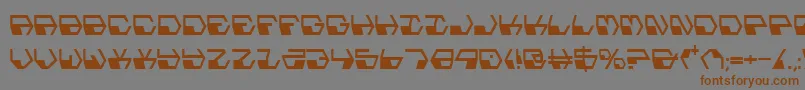 フォントDeranianCondensed – 茶色の文字が灰色の背景にあります。