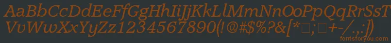 ConsoDisplaySsiItalic-fontti – ruskeat fontit mustalla taustalla