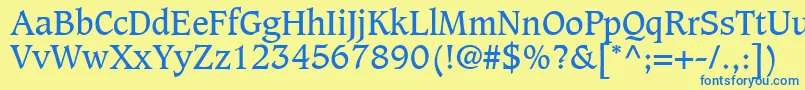 フォントGrammateusSsi – 青い文字が黄色の背景にあります。