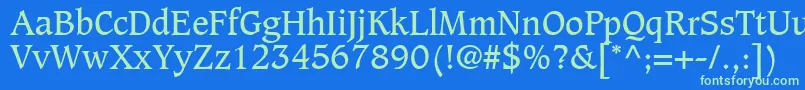 フォントGrammateusSsi – 青い背景に緑のフォント