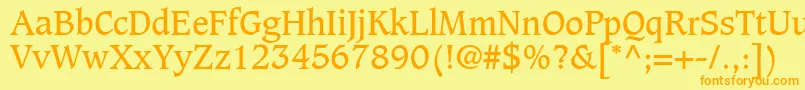 フォントGrammateusSsi – オレンジの文字が黄色の背景にあります。