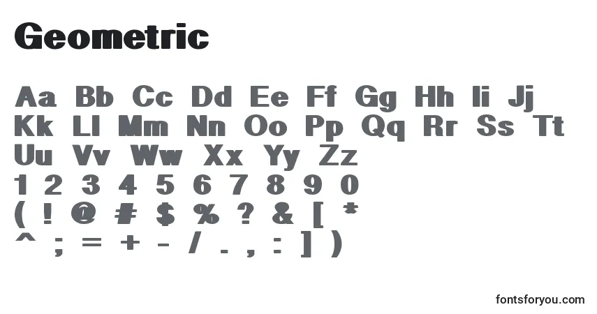 Czcionka Geometric – alfabet, cyfry, specjalne znaki