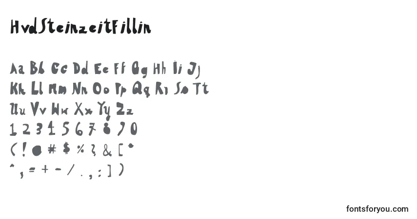 Шрифт HvdSteinzeitFillin – алфавит, цифры, специальные символы