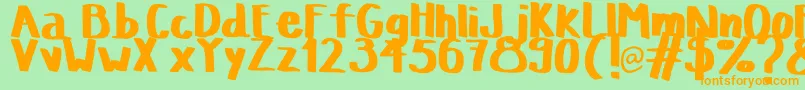 TanaestelscripthandwrittenRegular Font – Orange Fonts on Green Background