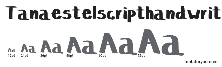 Размеры шрифта TanaestelscripthandwrittenRegular (19923)