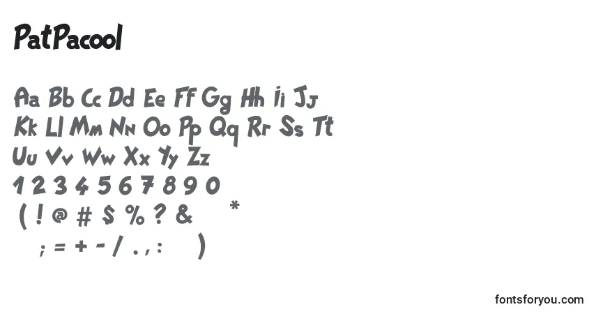 Schriftart PatPacool – Alphabet, Zahlen, spezielle Symbole