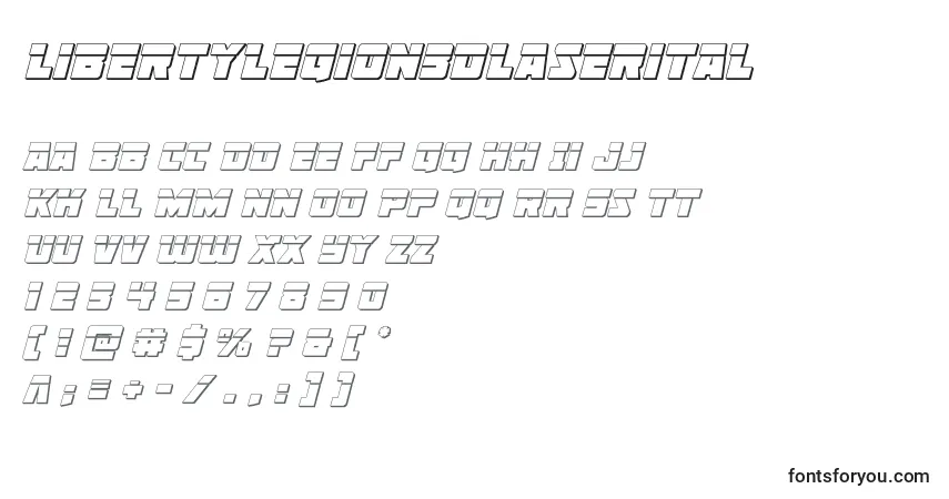 Czcionka Libertylegion3Dlaserital – alfabet, cyfry, specjalne znaki
