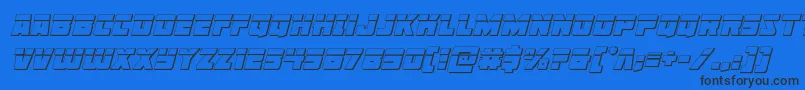 フォントLibertylegion3Dlaserital – 黒い文字の青い背景