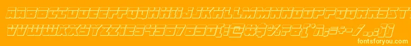 Libertylegion3Dlaserital-Schriftart – Gelbe Schriften auf orangefarbenem Hintergrund