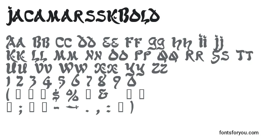 A fonte JacamarsskBold – alfabeto, números, caracteres especiais