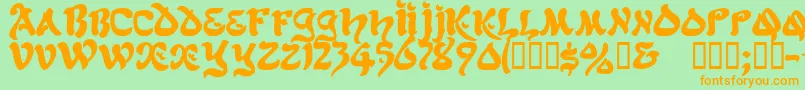 JacamarsskBold-Schriftart – Orangefarbene Schriften auf grünem Hintergrund