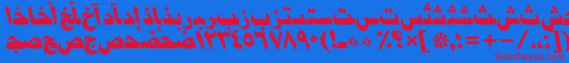 DamascusttItalic Font – Red Fonts on Blue Background