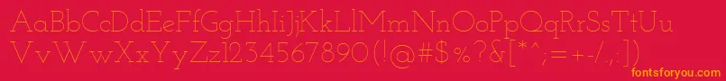 Josefinslab Thin Font – Orange Fonts on Red Background