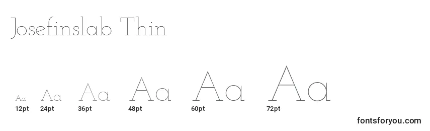 Размеры шрифта Josefinslab Thin