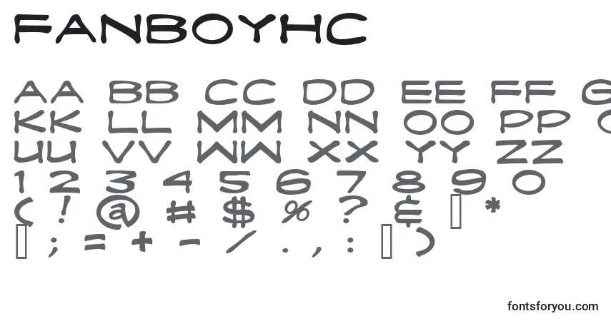 A fonte Fanboyhc – alfabeto, números, caracteres especiais