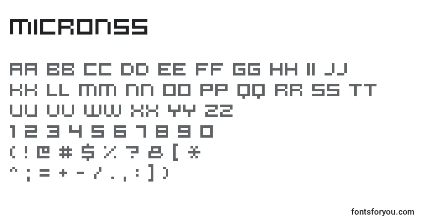 Schriftart Micron55 – Alphabet, Zahlen, spezielle Symbole