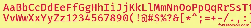 FiramonoMedium Font – Red Fonts on Yellow Background
