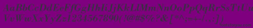 BodoniSsiItalic-Schriftart – Schwarze Schriften auf violettem Hintergrund