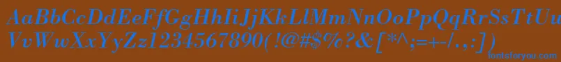 BodoniSsiItalic Font – Blue Fonts on Brown Background