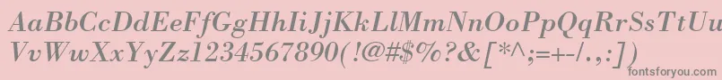 BodoniSsiItalic-fontti – harmaat kirjasimet vaaleanpunaisella taustalla