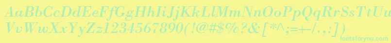 BodoniSsiItalic Font – Green Fonts on Yellow Background