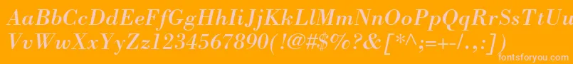 More about BodoniSsiItalic Font BodoniSsiItalic Font – Pink Fonts on Orange Background