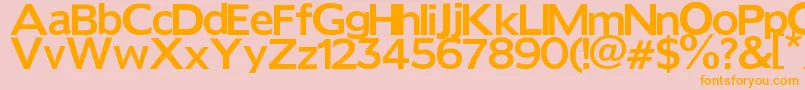 フォントReforma – オレンジの文字がピンクの背景にあります。